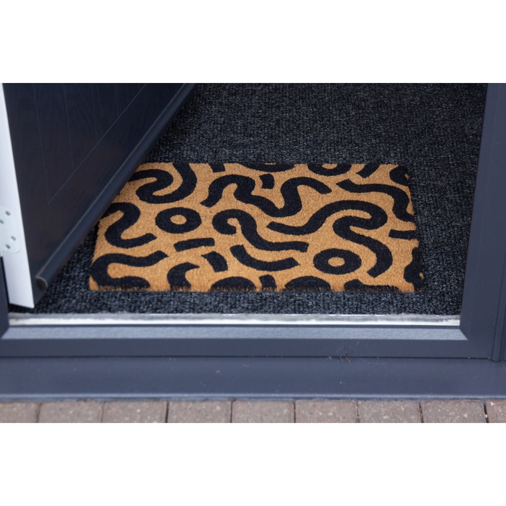 Eselle Astley Abstract Printed Neutral Coir Door Mat 40 x 60cm Image 3