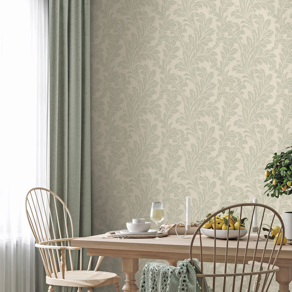 Holden Decor Acanthus Sage and Cream Wallpaper Image 3