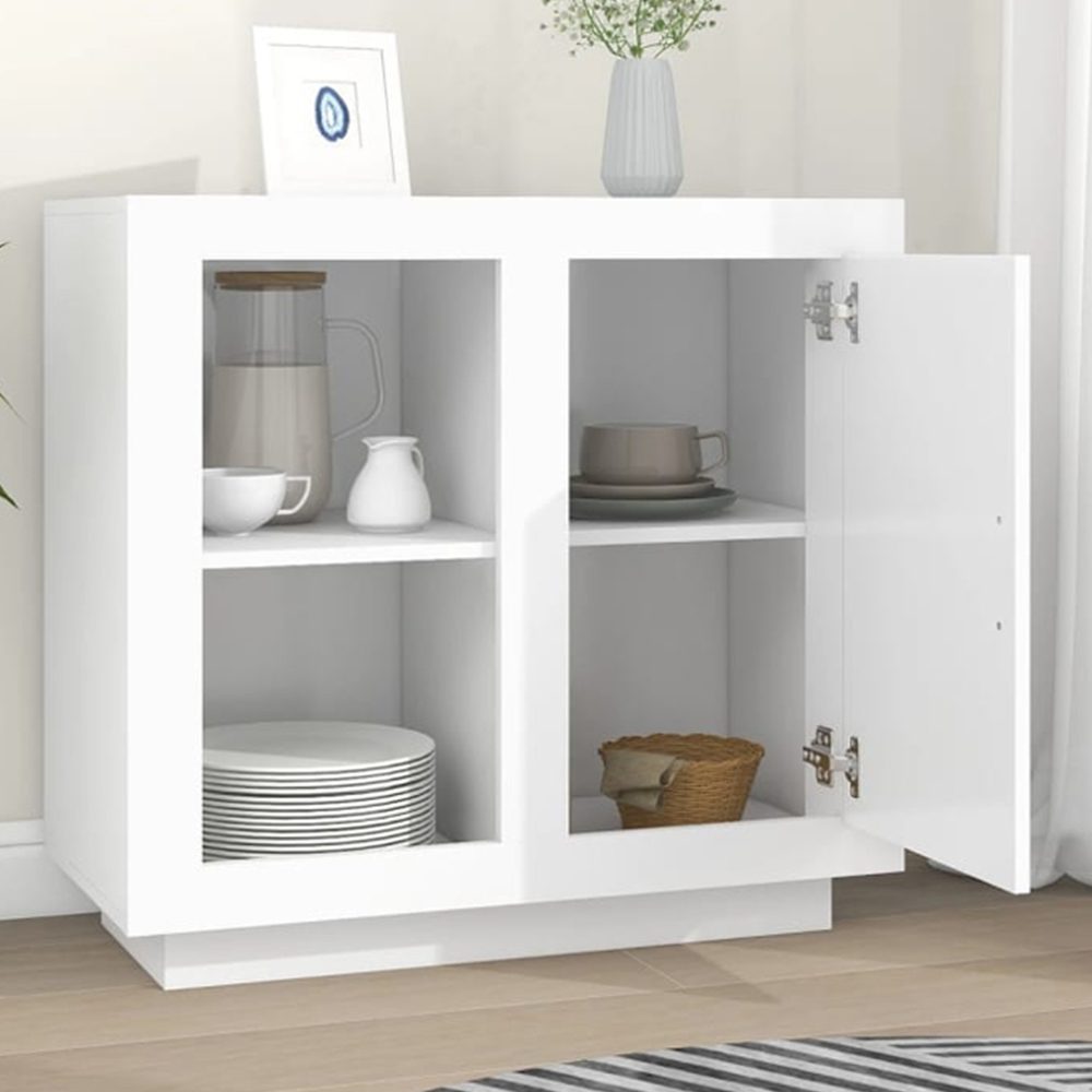 vidaXL Single Door 2 Shelf White Sideboard Image 1