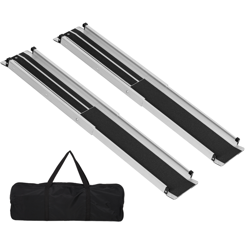 HOMCOM Folding Aluminium Telescopic Wheelchair Ramp Set of 2 Image 1