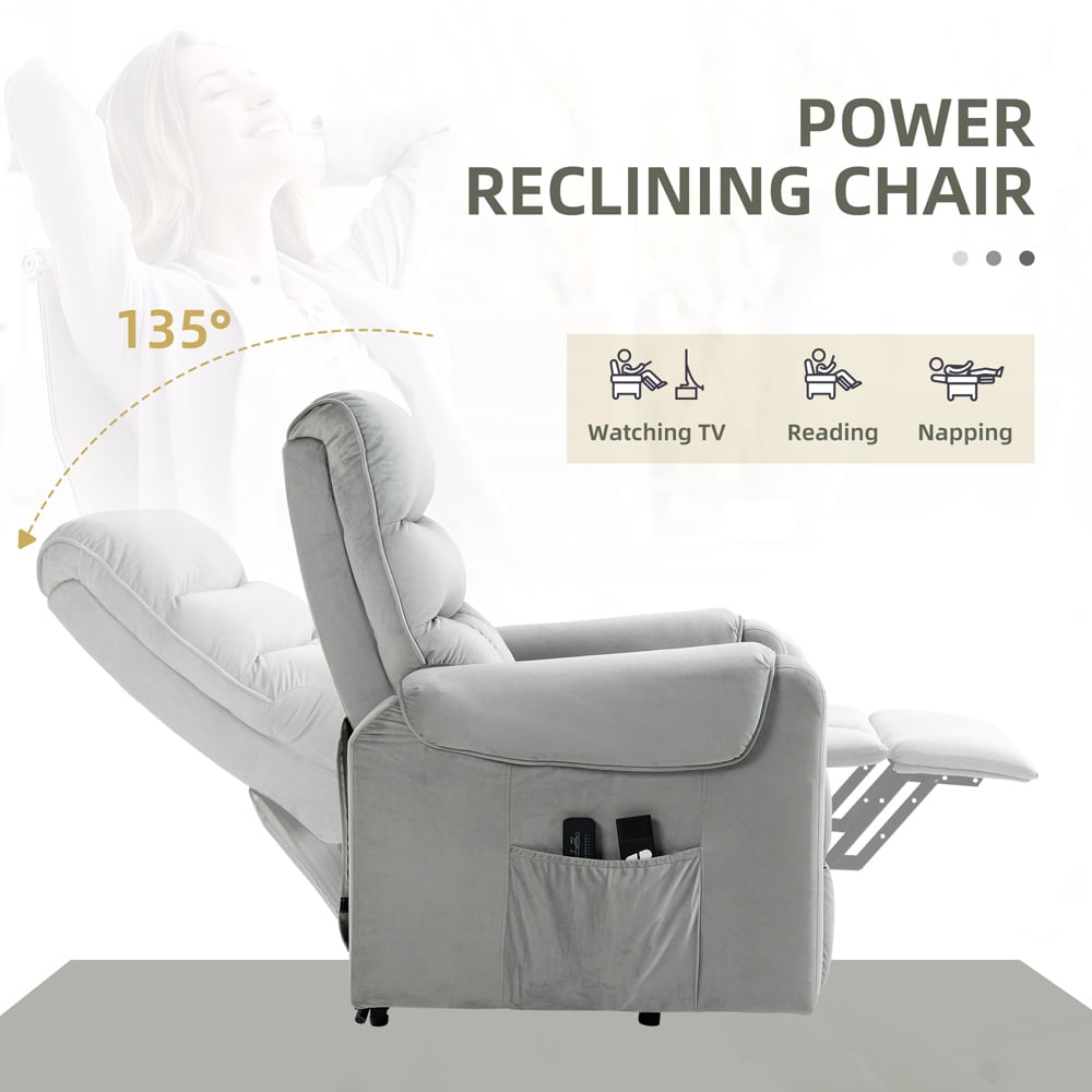 Portland Grey Vibration Massage Rise and Recliner Chair Image 6