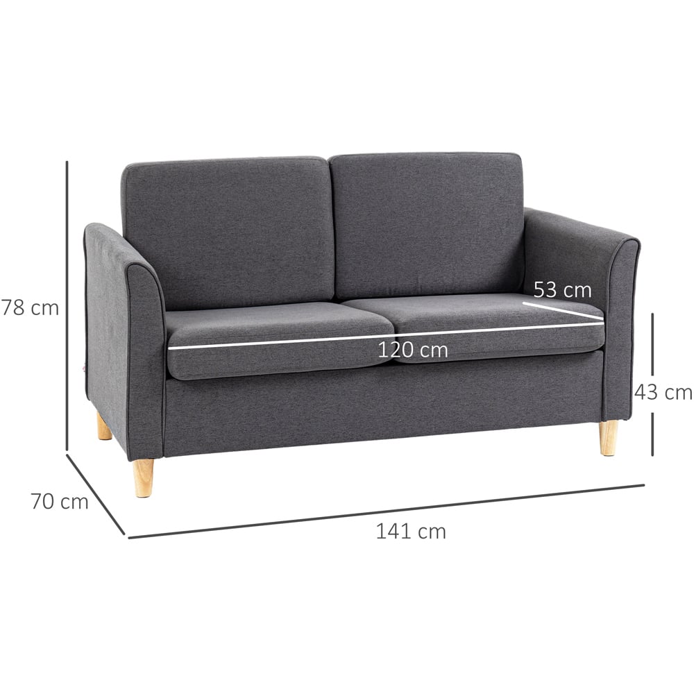 Portland 2 Seater Dark Grey Linen Loveseat Sofa Image 7