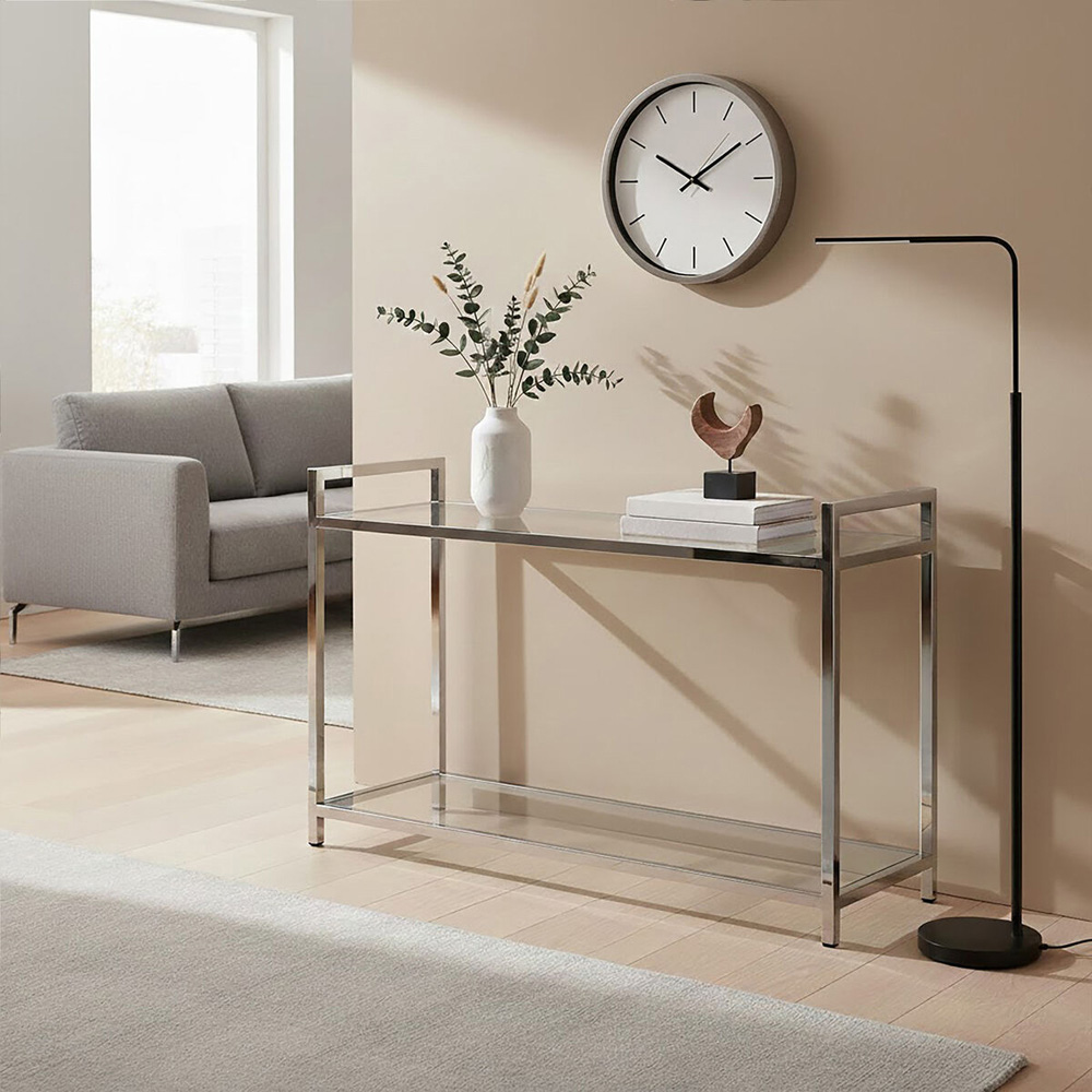 Premier Housewares Vogue Metal and Glass Console Table Image 2