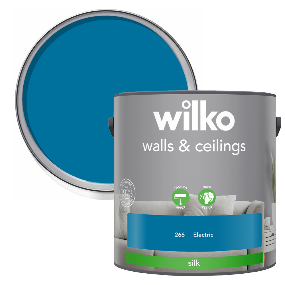 Wilko Walls & Ceilings Electric Silk Emulsion Paint 2.5L Image 1