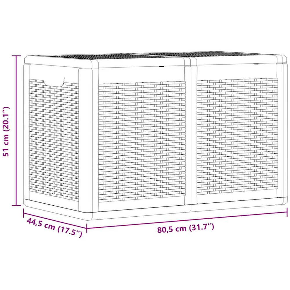 vidaXL 180L Grey Polypropylene Garden Storage Box Image 6