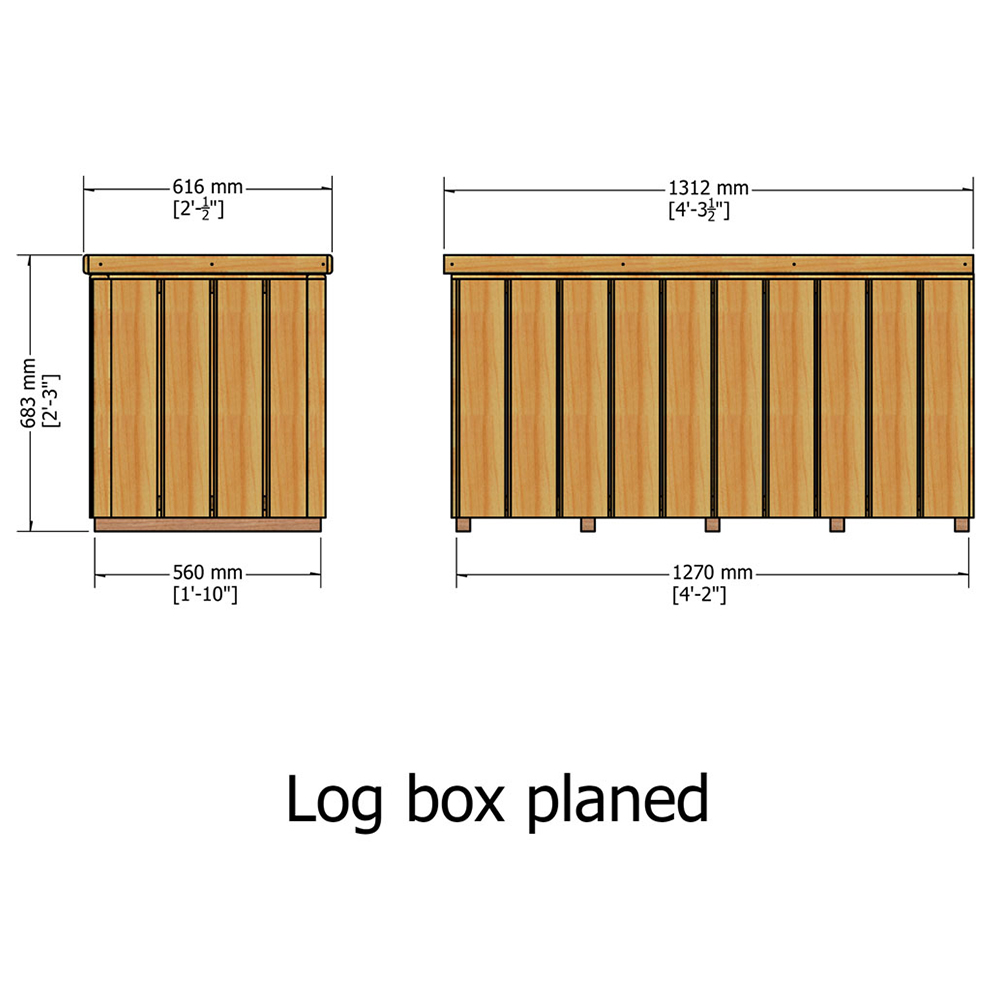 Shire 4 x 2ft Planed Timber Log Box Image 4
