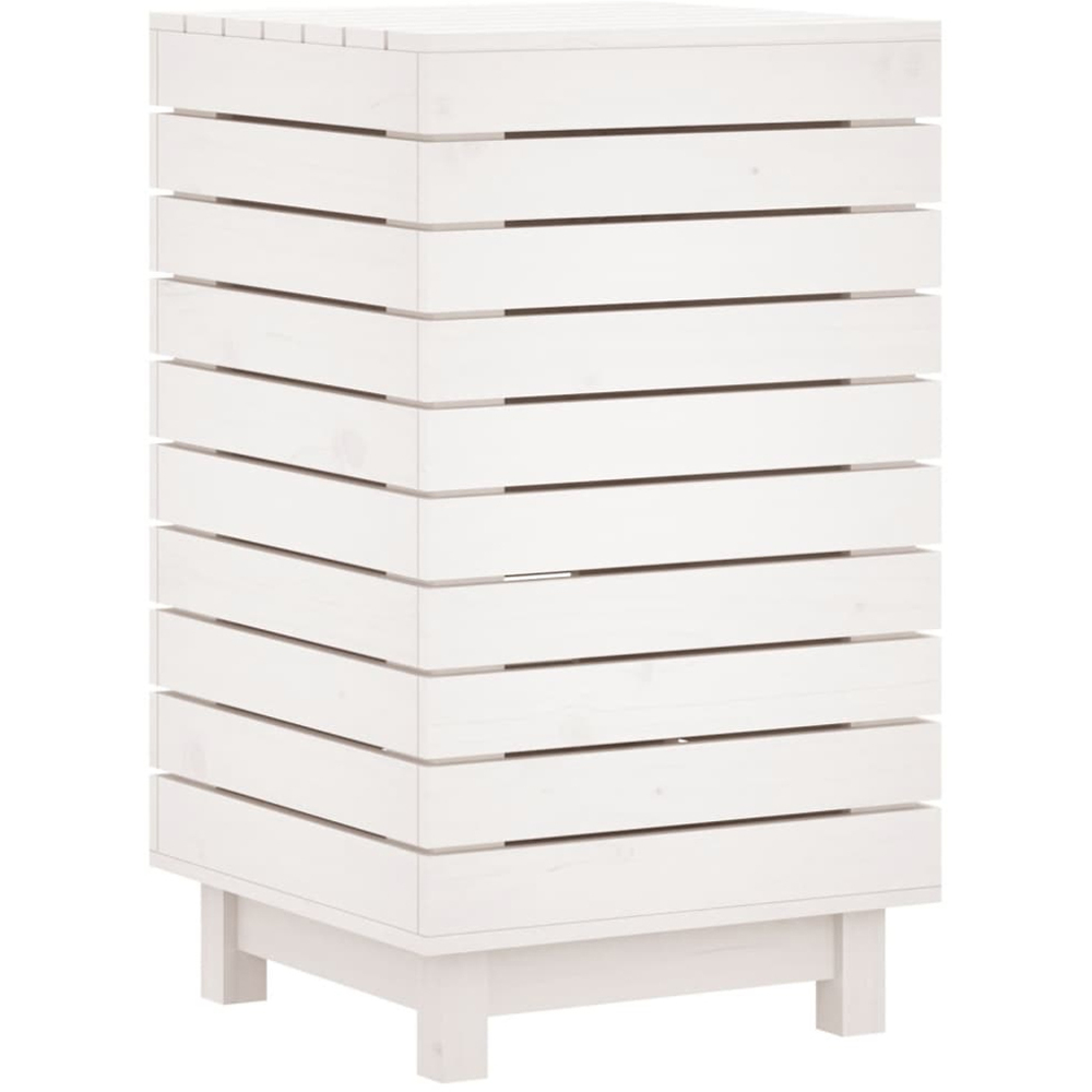 vidaXL White Solid Pine Wood Laundry Basket 44 x 44 x 76cm Image 6