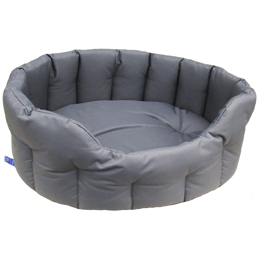 P&L Large Grey Oval Waterproof Dog Bed Image 1