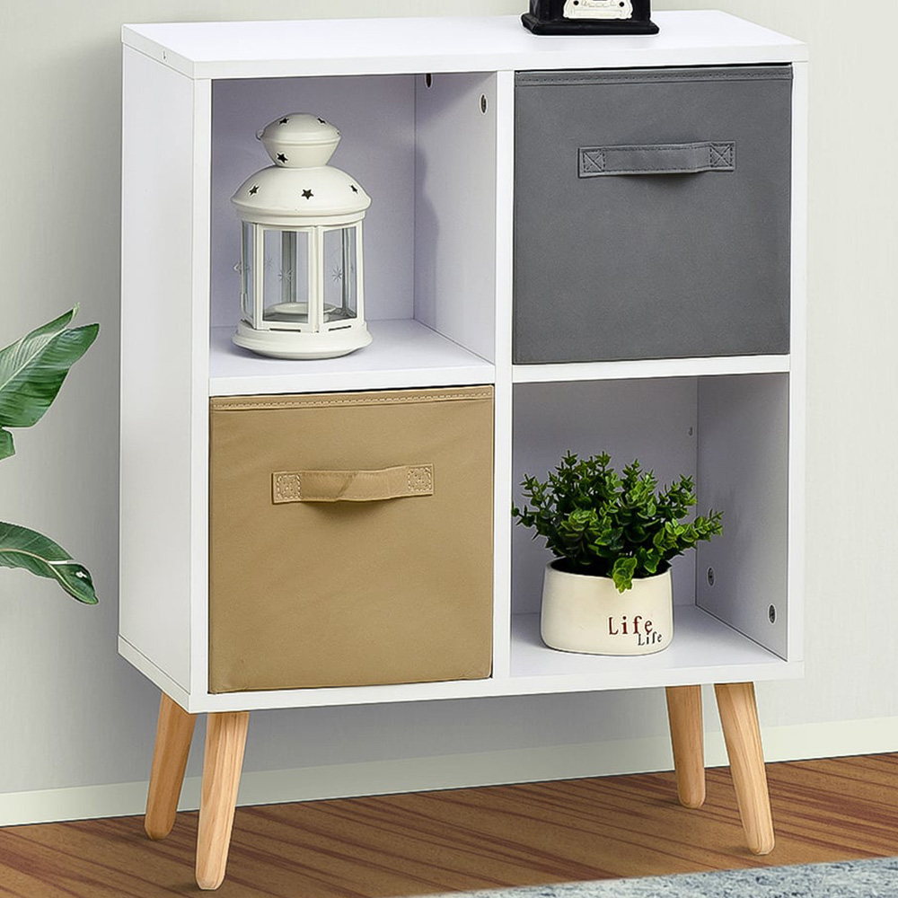 Portland 4 Shelf Freestanding Cube Storage Unit with Cloth Drawer Image 1