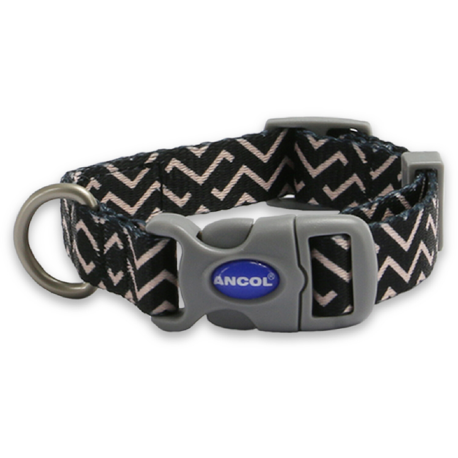 Zigzag Patterned Dog Collar - Black / 20 - 30cm Neck Image
