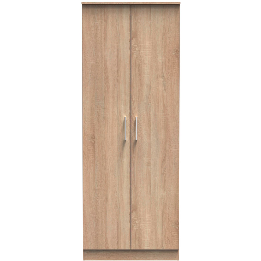 Crowndale Devon Ready Assembled 2 Door Bardolino Oak Wardrobe Image 3
