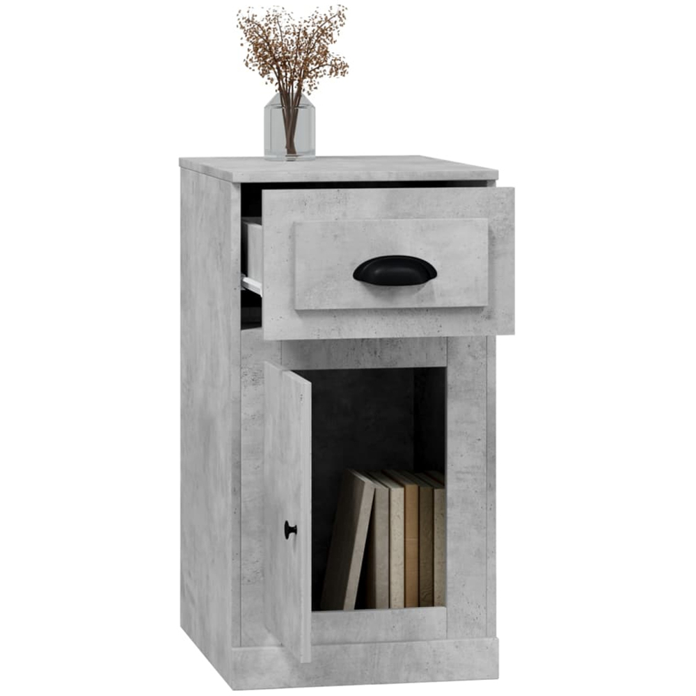 vidaXL Single Door Single Drawer Concrete Grey Side Cabinet Image 6