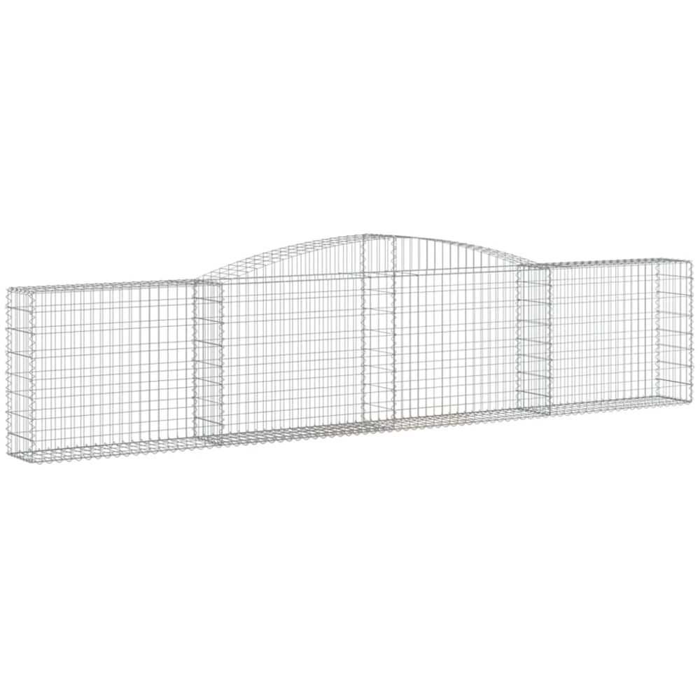 vidaXL Silver Galvanised Iron Arched Gabion Basket 400 x 30 x 80/100cm 4 Pack Image 1