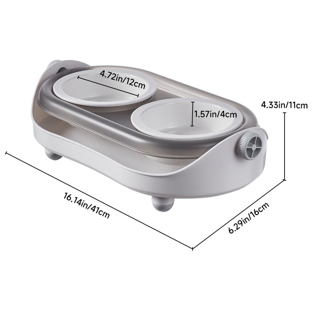H&O Direct Double Bowl Angle Adjustable Pet Feeder Image 3