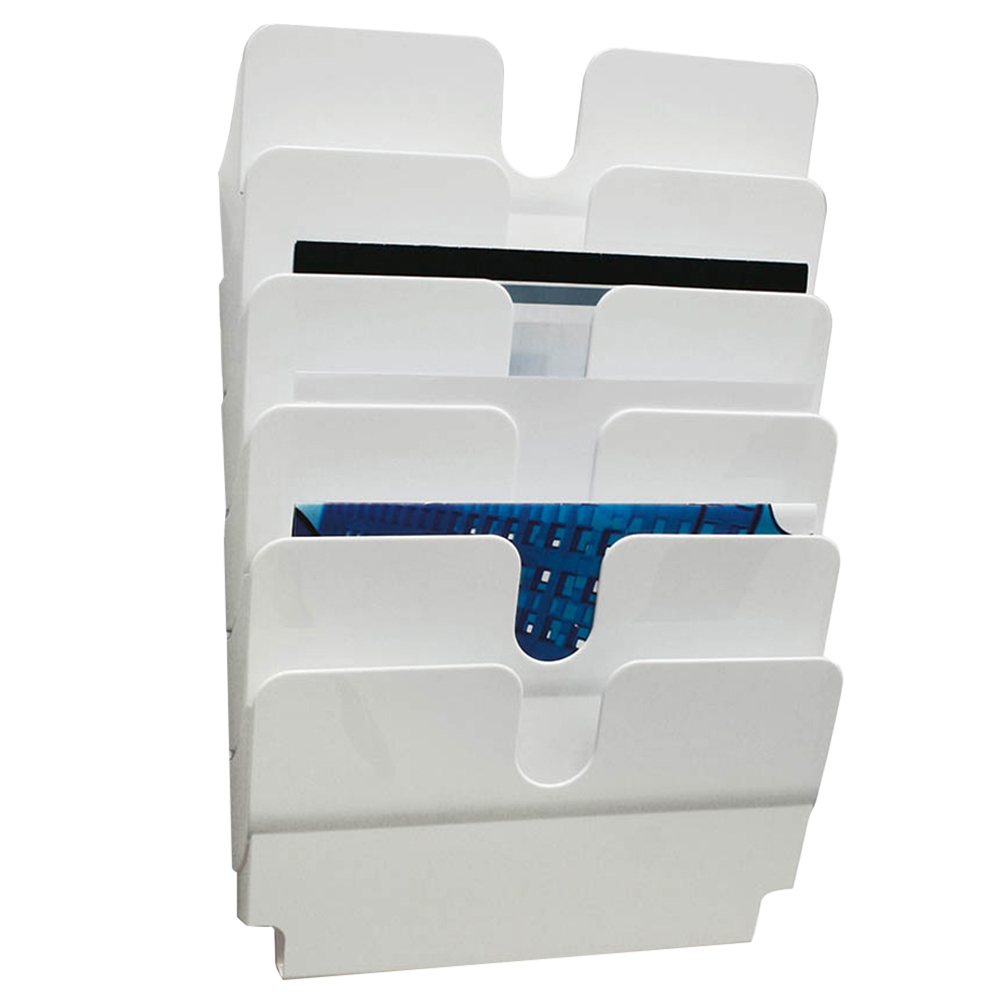 Durable Flexiplus White 6 Wall Mounted Portrait Literature Tray A4 Image 1