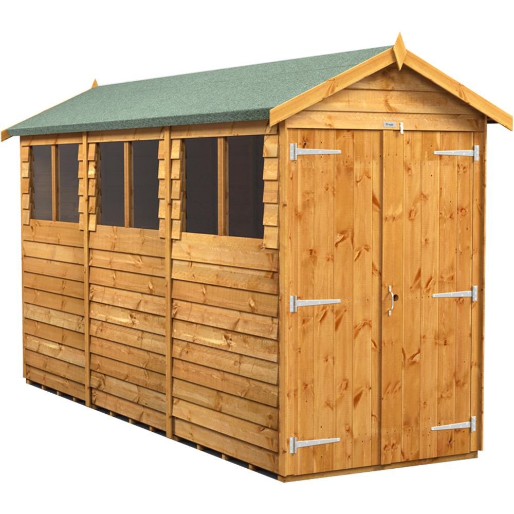 Power 12 x 4ft Overlap Apex Double Door Shed Image 1