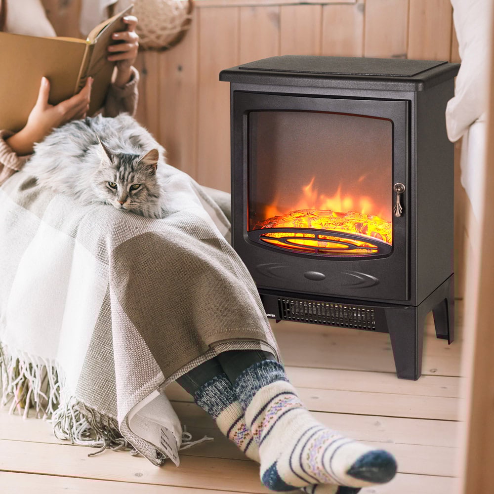 HOMCOM Ava Black Flame Effect Electric Heater 1850W Image 2