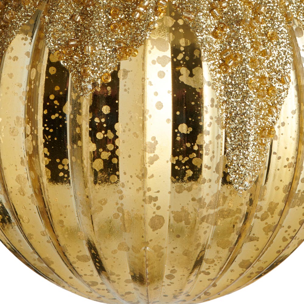 Wilko 6 Pack Majestic Gold Pleated Bauble Image 4