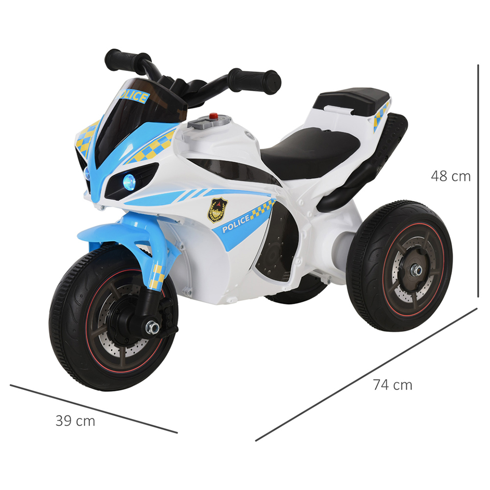 HOMCOM Kids Ride-On Police Bike 3 Wheel Vehicle with Interactive Design Features Image 6