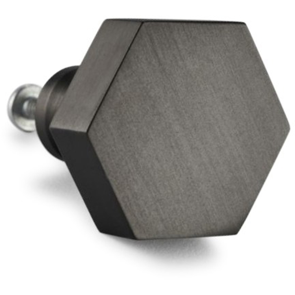 Spira Brass Gunmetal Grey Hexagonal 38mm Cupboard Knob Image 3