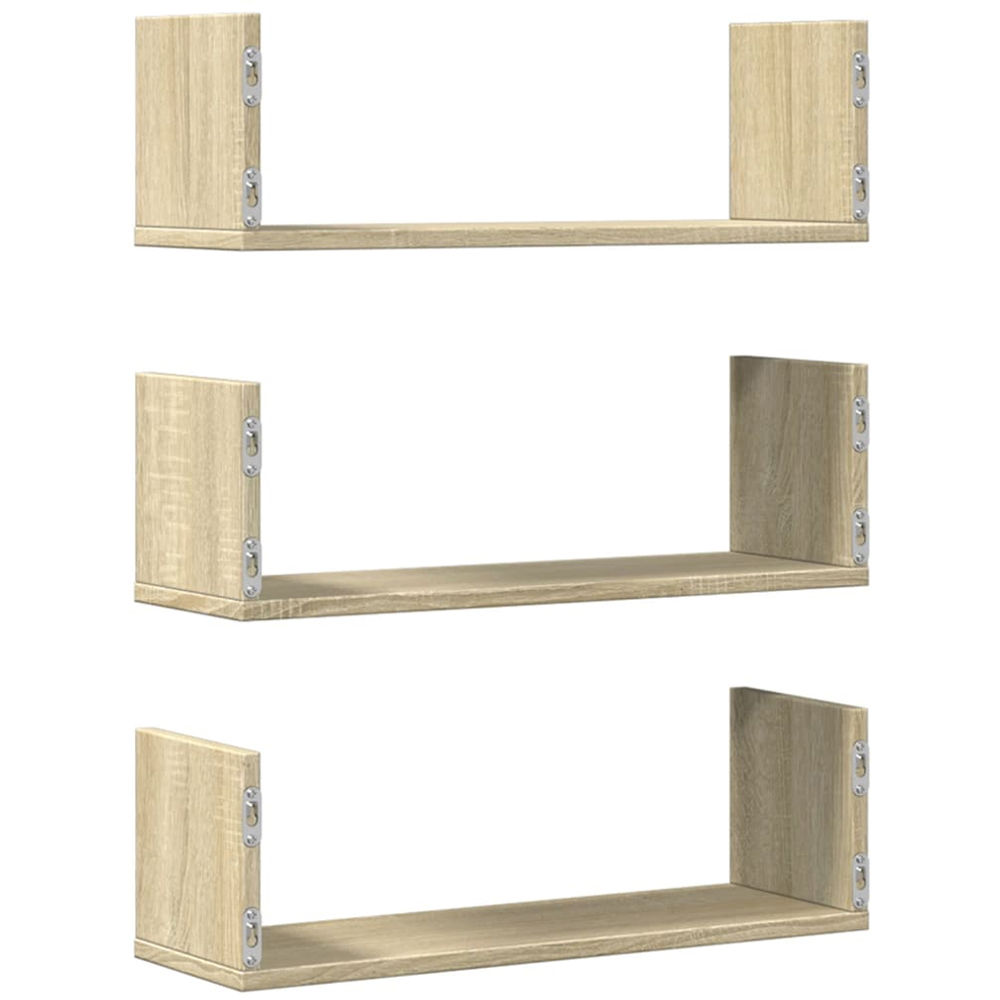 vidaXL 58 x 18 x 18cm Set of 3 Sonoma Oak Wall Shelf Image 5