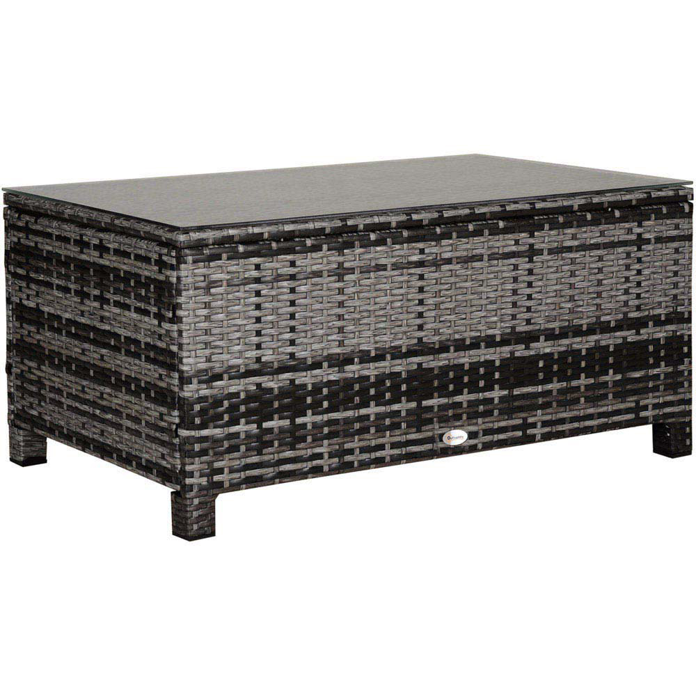 Outsunny Grey Rattan Coffee Table Image 2