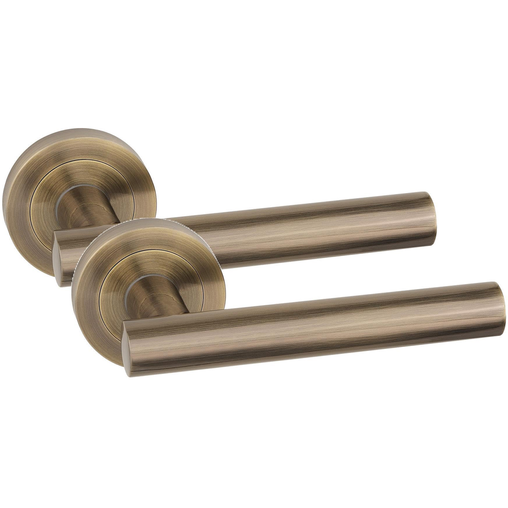 Golden Grace Antique Brass Straight T-Bar Door Handle with Thumbturn and Mortise Lock Image 2