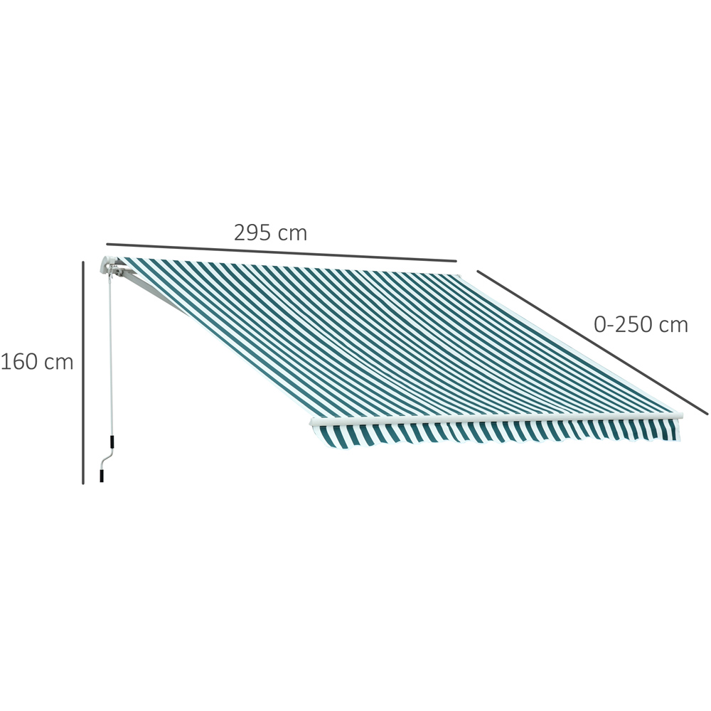 Outsunny Green and White Striped Retractable Awning 3 x 2.5m Image 8