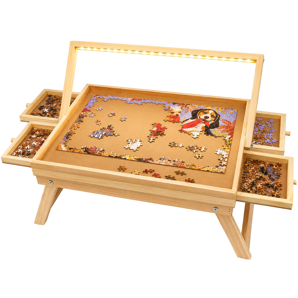 Gr8 Home 1000 Piece LED Wooden Puzzle Table Image