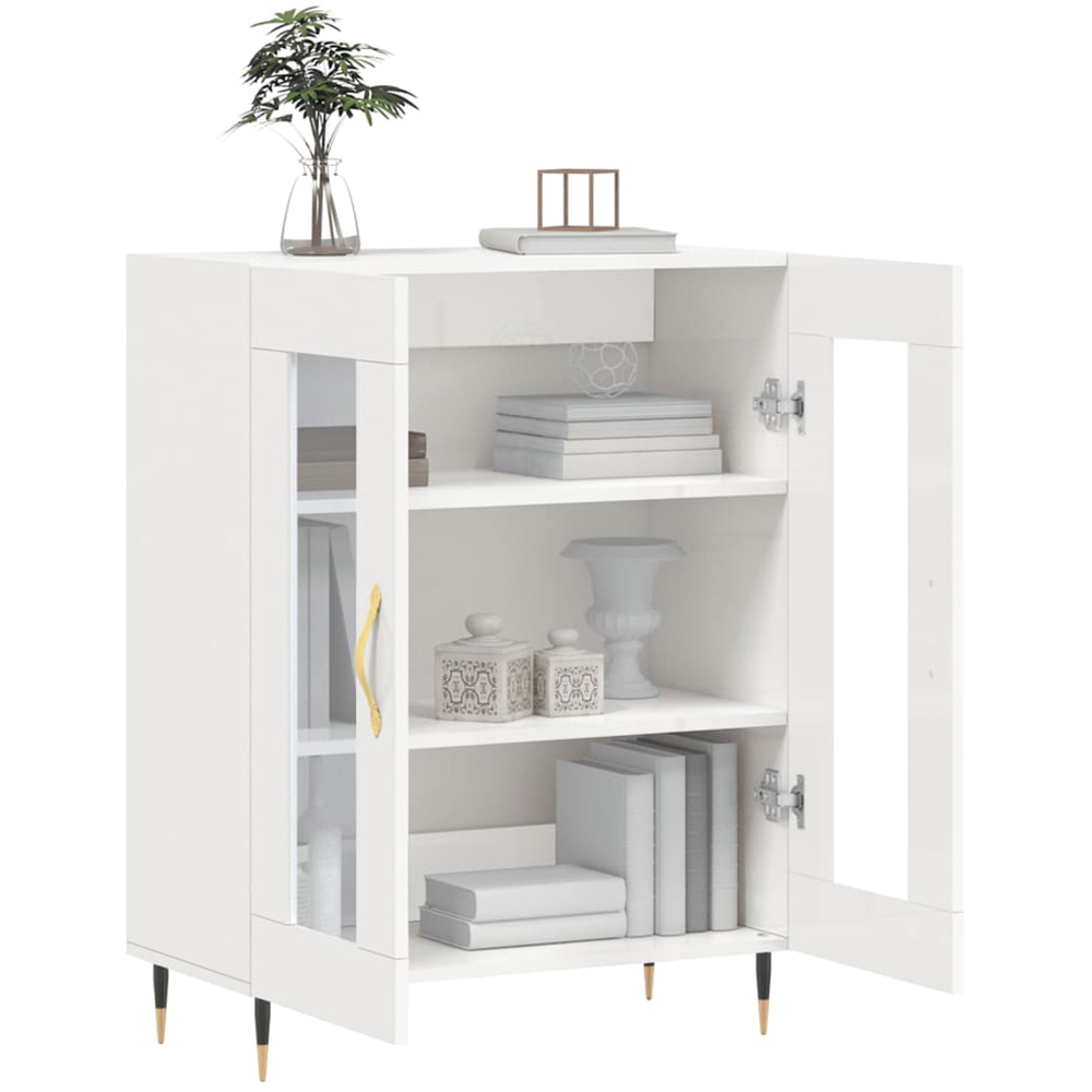vidaXL 2 Door High Gloss White Sideboard Image 4