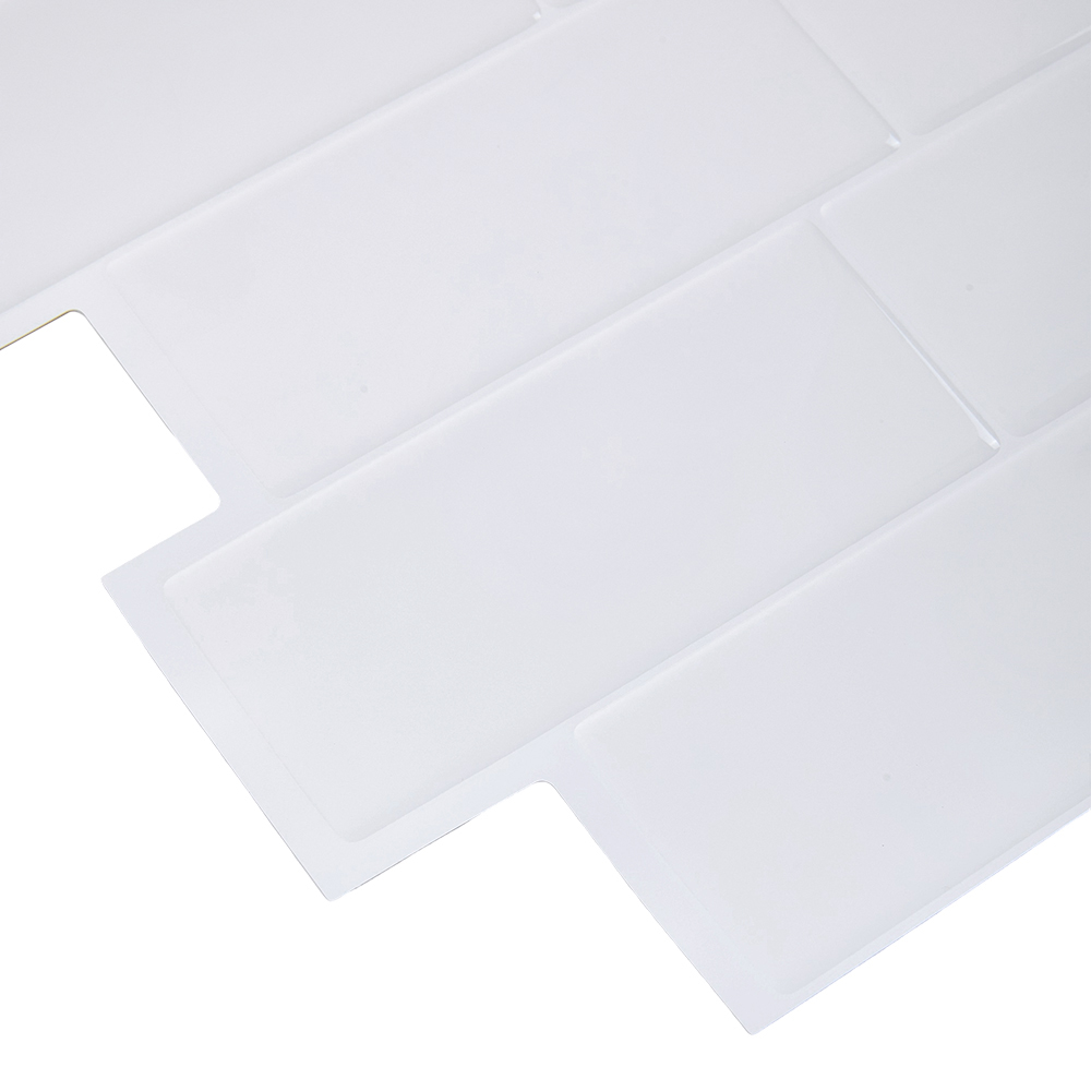 Living and Home Brick Effect White Rectangle Self Adhesive Wall Sticker 10 Pack Image 7
