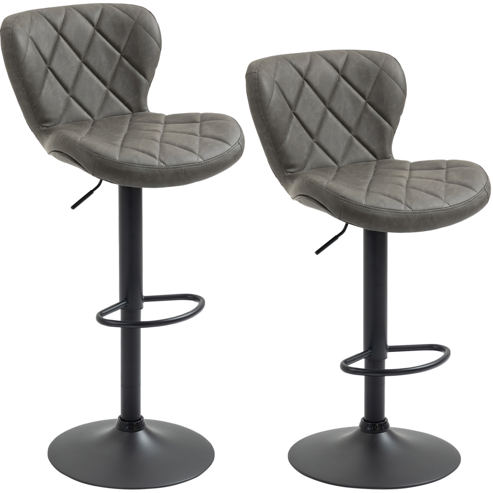 Portland Dark Grey Steel Height Adjustable Swivel Bar Stool Set of 2 Image 2