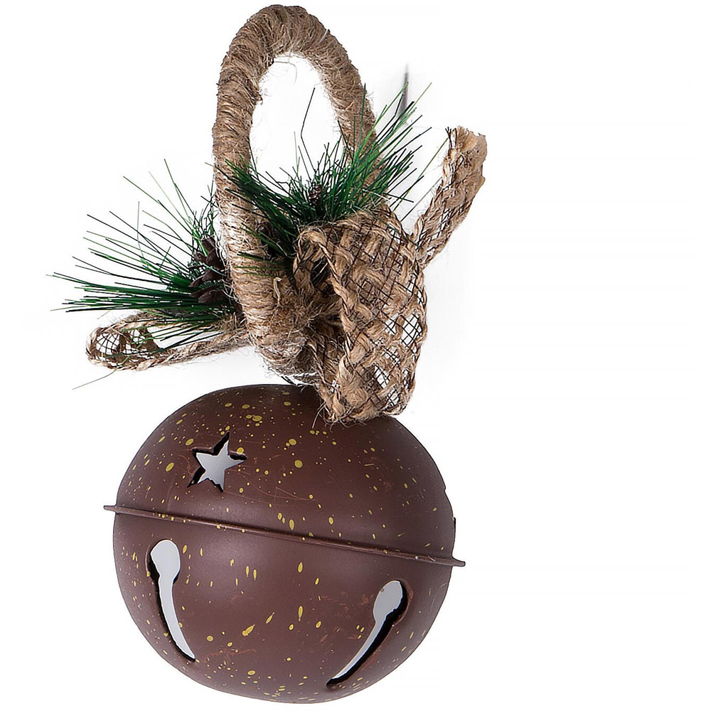 Decadent Bronze Rustic Floristry Hanging Bell Ornament Image 3