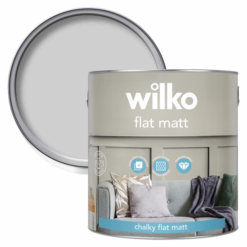 Wilko Shoreline Grey Flat Matt Emulsion Paint 2.5L Image 1