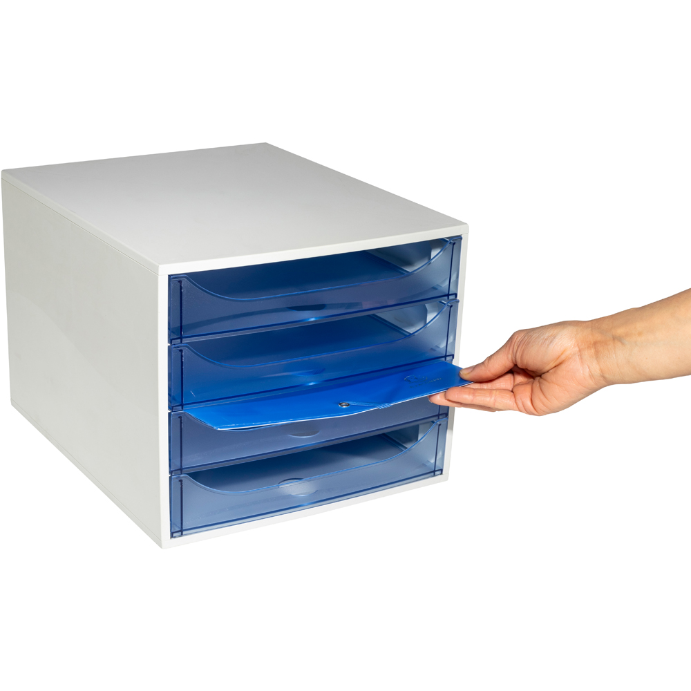 Exacompta EcoBox Linicolor 4 Drawer Ice Blue Desk Organiser Image 3