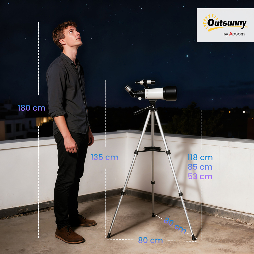 Outsunny White 70mm Aperture Refractor Astronomy Telescope with Carry Bag Image 9