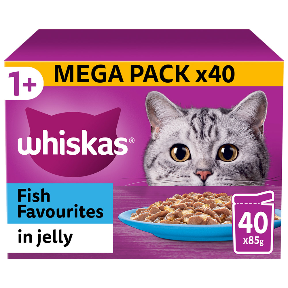 Whiskas Adult Wet Cat Food Pouches Fish Selection in Jelly 40 x 85g Image 1