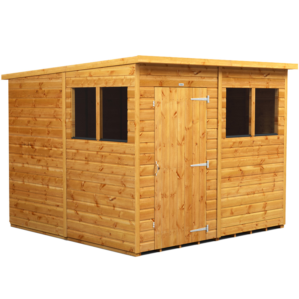 Power Sheds 8 x 8ft Pent Wooden Shed with Window Image 1