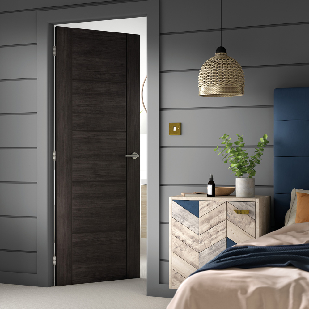 JB Kind Tigris Dark Grey Laminated Finished Internal Door 1981 x 610mm Image 2