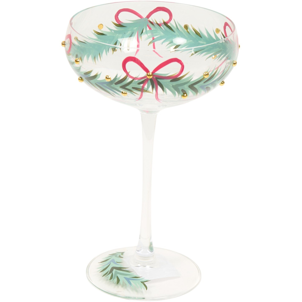 Bows and Gold Wreath Coupe Glass Image 4