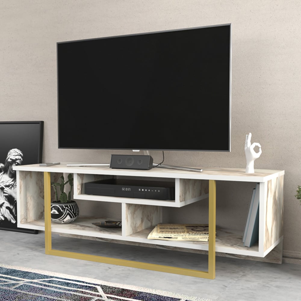 Decorotika Asal Ephesus and Gold Wide TV Unit Image 1