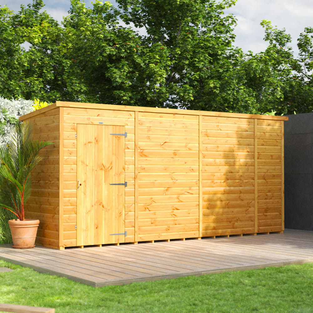Power Sheds 14 x 4ft Pent Wooden Shed Image 2
