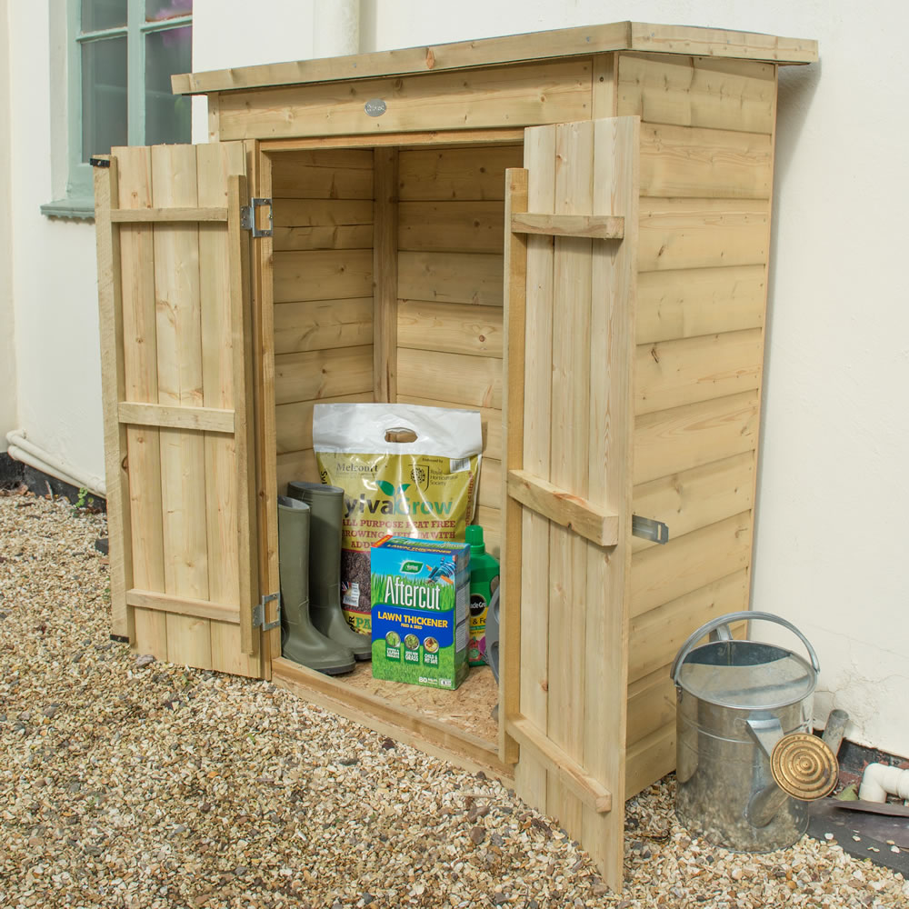 Forest Garden 4.3 x 3.5ft Double Door Pressure Treated Shiplap Pent Shed Image 6