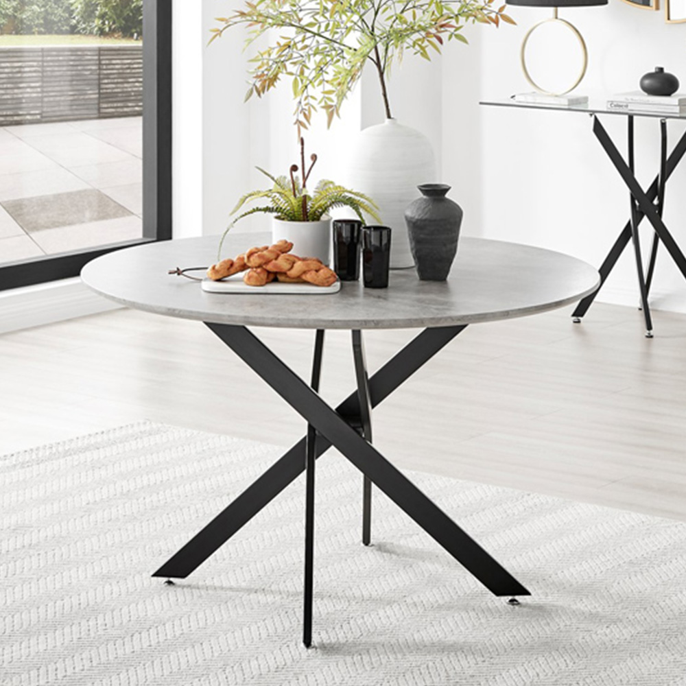 Furniturebox Arona Valera Concrete Effect 6 Seater Round Dining Set Grey and Cappuccino Image 2