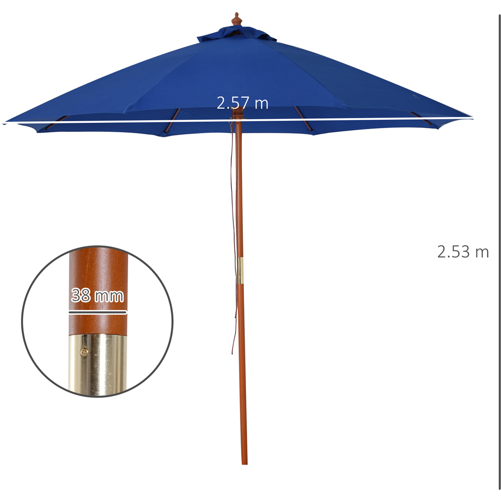 Outsunny Blue Wooden Garden Parasol with Top Vent 2.5m Image 7