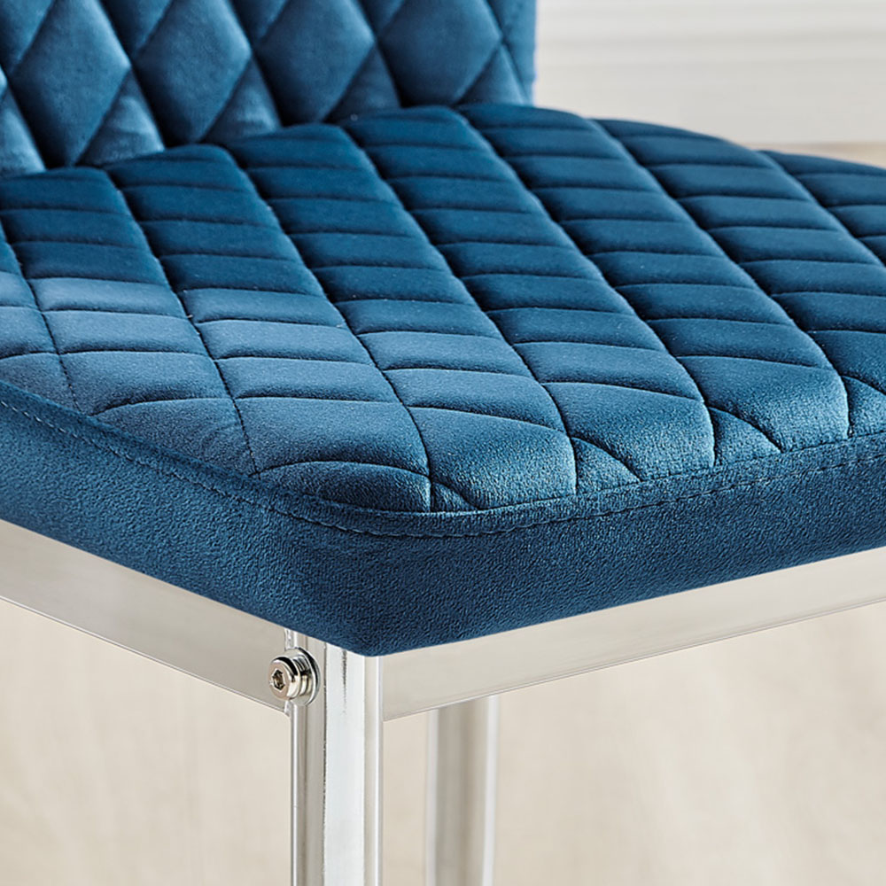 Furniturebox Arona Valera 4 Seater Round Dining Set Navy and Chrome Image 9