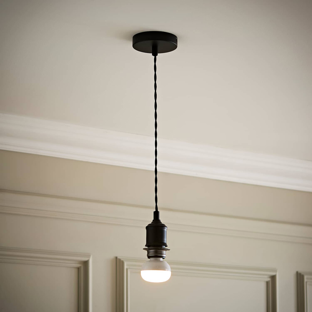 ValueLights Shaw Matt Black Rechargeable Ceiling Pendant Light Fitting Image 6
