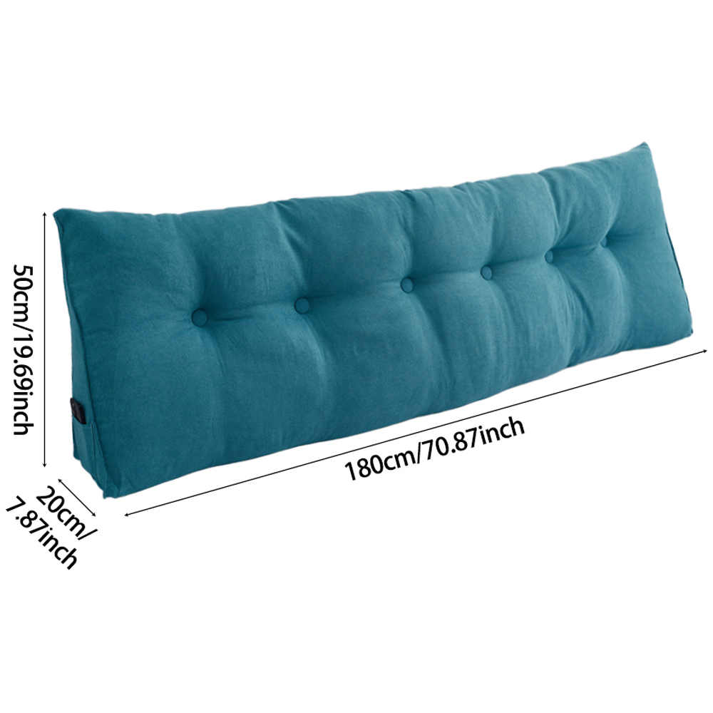 Living and Home Peacock Blue Wedge Headboard Pillow with Side Pocket 180 x 50cm Image 8