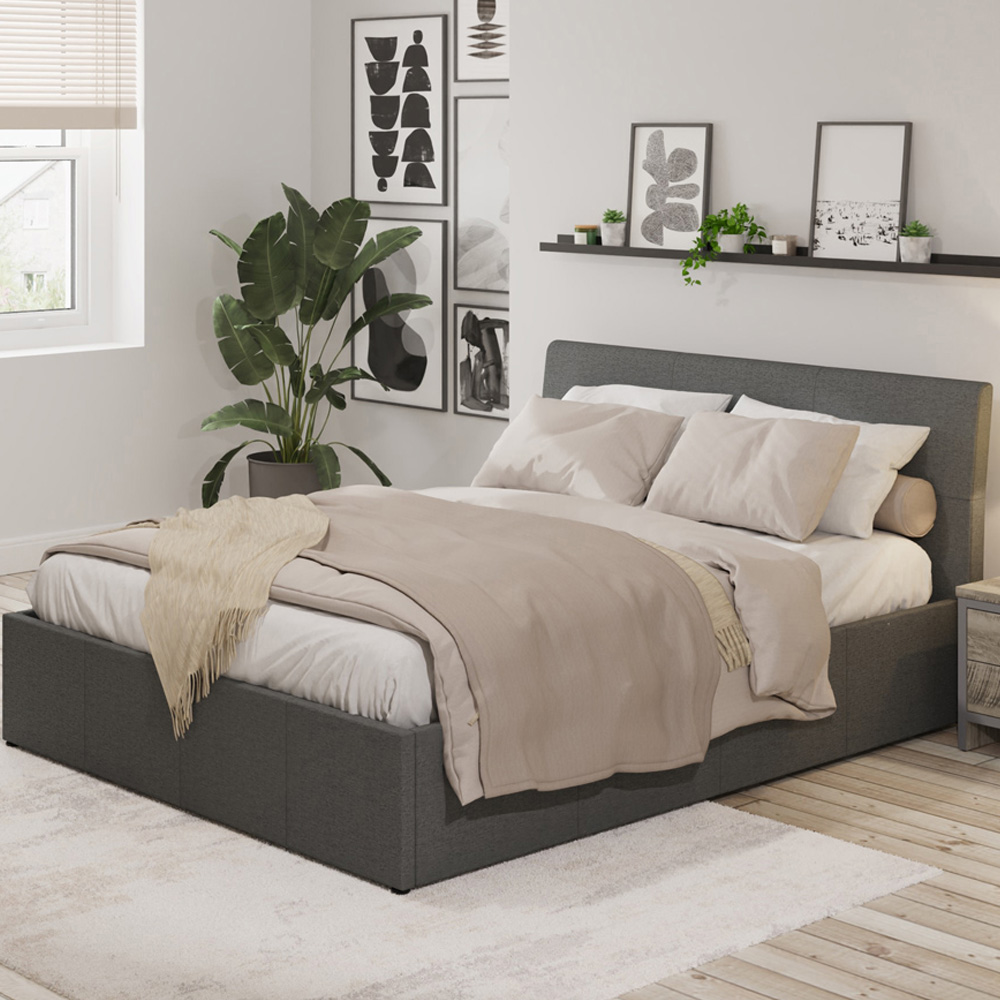 GFW Ascot King Size Grey Ottoman Bed Image 1