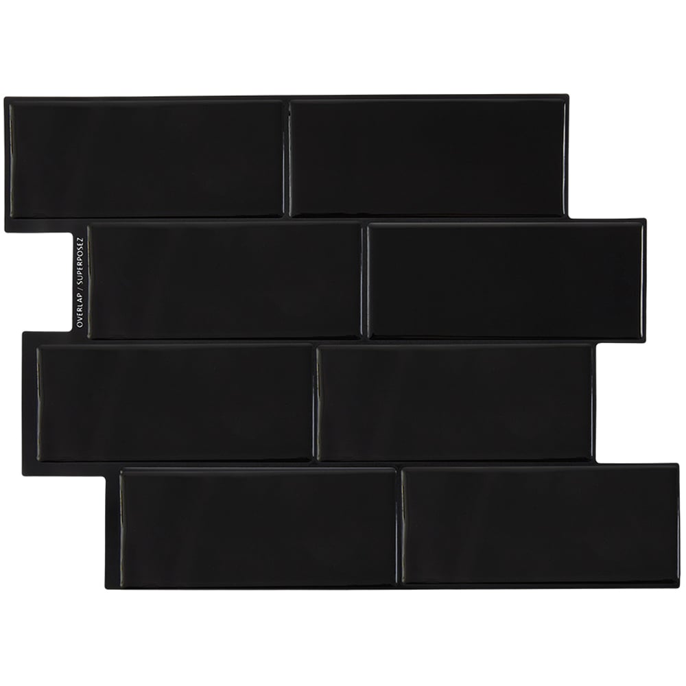 Living and Home Brick Effect Black Rectangle Self Adhesive Wall Sticker 10 Pack Image 3